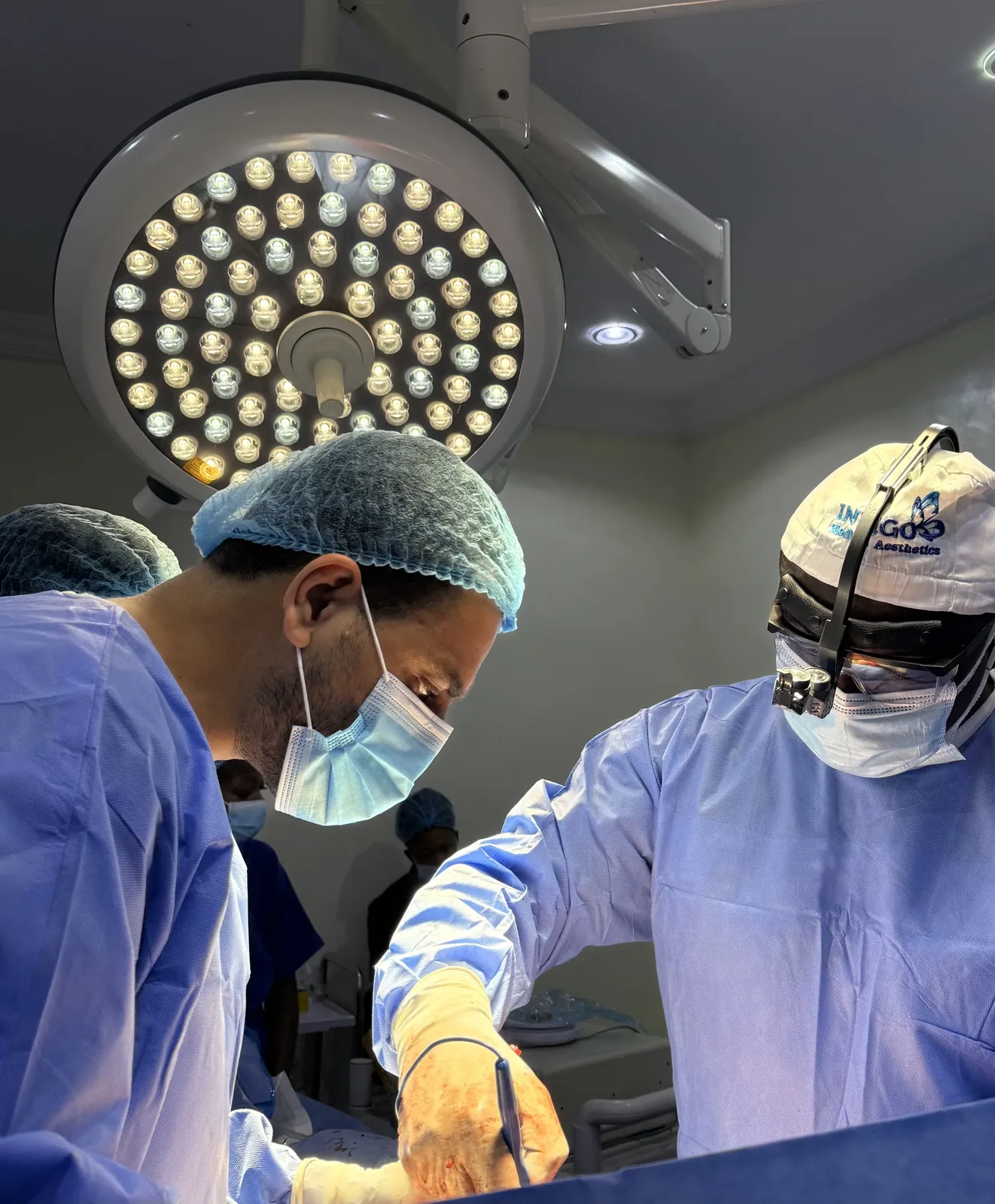 Indigo surgical team operating in theatre